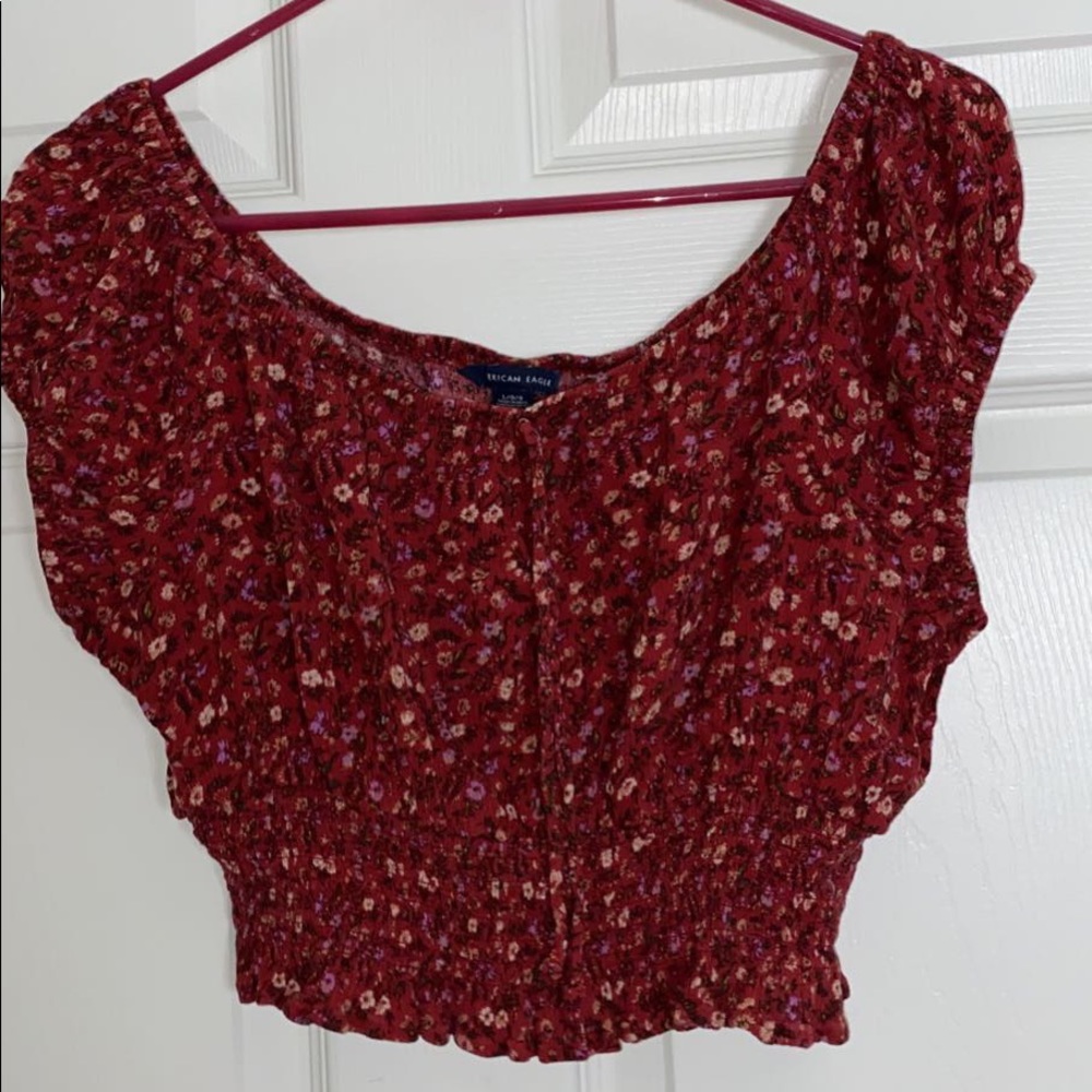 Red floral crop top